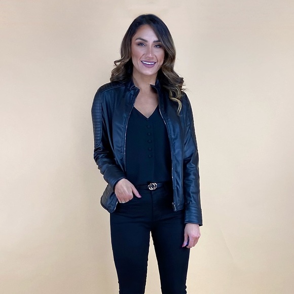 NWT black faux leather jacket - Picture 3 of 4